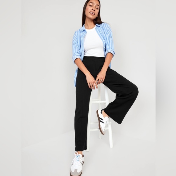 NWT! Black High-Waisted Dynamic Fleece Wide-Leg Trouser Pants - Multiple Sizes - Picture 3 of 8